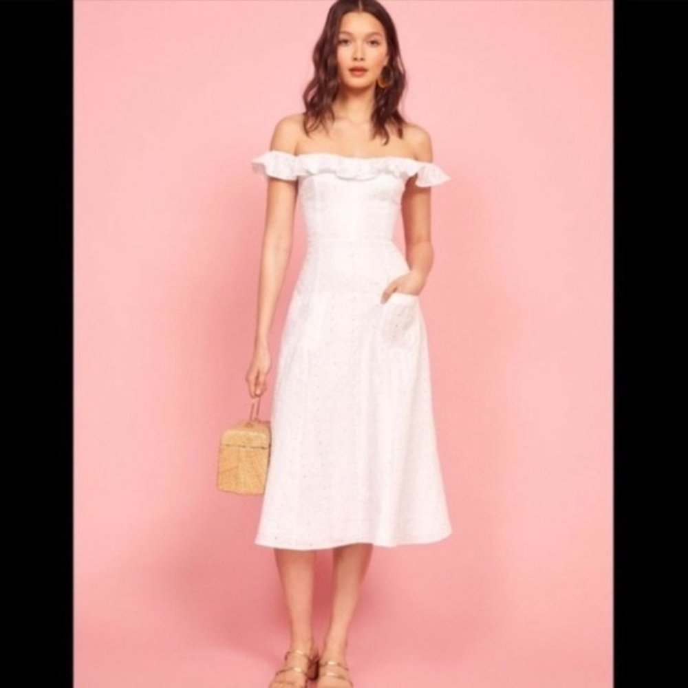 REFORMATION Maldives Dress - White, Size 4, Pre-Owned